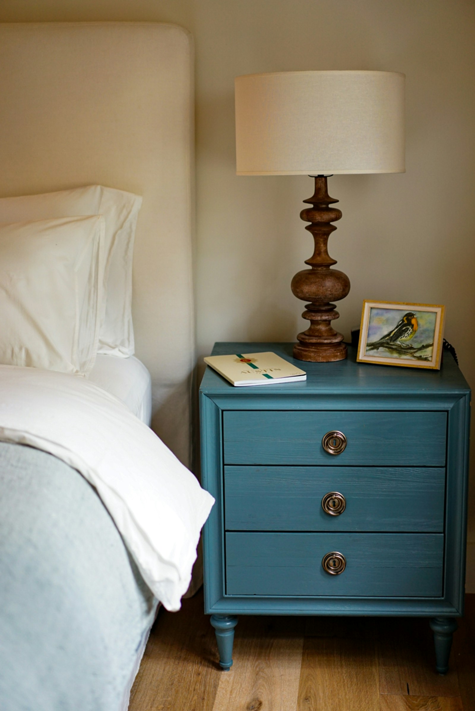 Wood nightstand with drawers